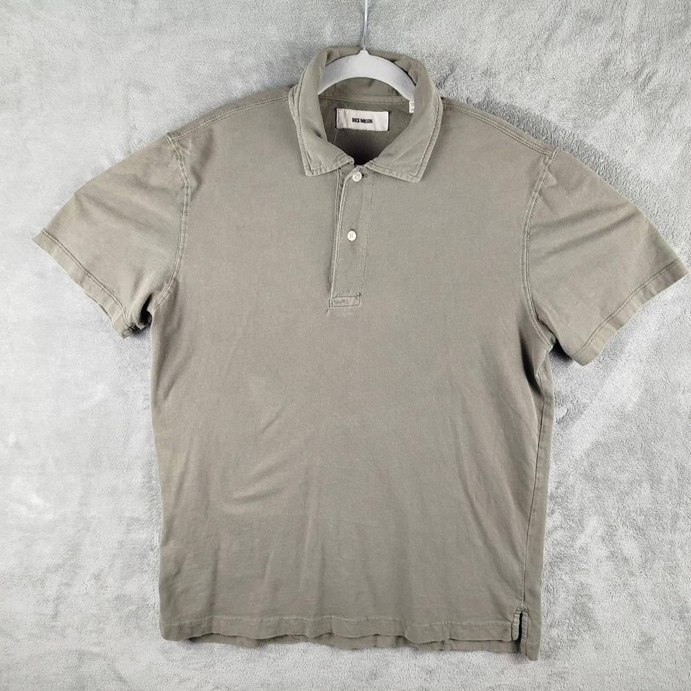 Buck Mason Polo Shirt Men's Size M Olive Short Sleeve Collared Cotton Preppy